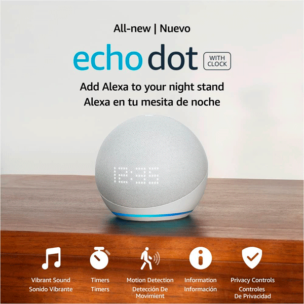 Amazon Echo Dot con Reloj 5ª Generación Blanco